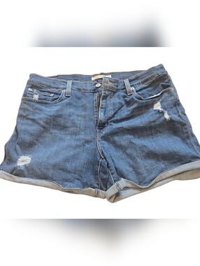 Levi's Classic Blue Denim Women’s Size 33 Mid Length Shorts - Casual Rolled Hem